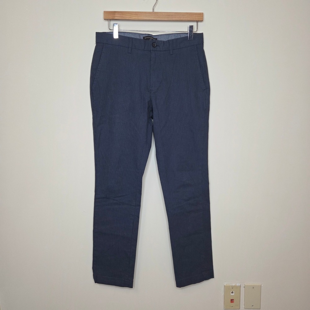 Banana Republic Slim Fit Chinos‎ Navy Blue Micro Stripe Pants Mens 30x30 Stretch